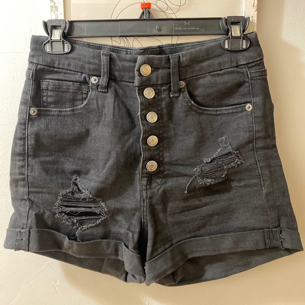 Distressed ripped high waisted shorts